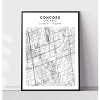 Concord, Ontario Scandinavian Style Map Print 