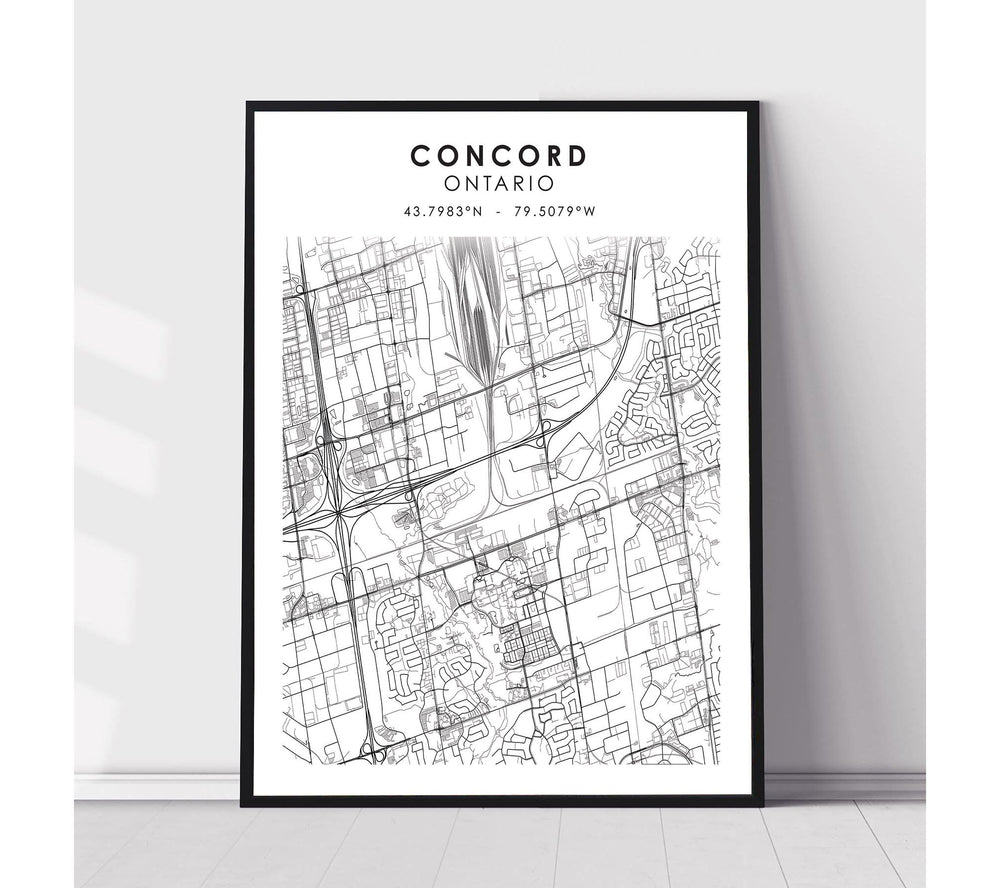 Concord, Ontario Scandinavian Style Map Print 