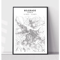 Belgrade, Serbia Scandinavian Style Map Print 