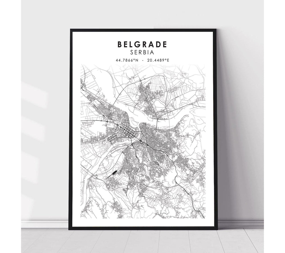 Belgrade, Serbia Scandinavian Style Map Print 