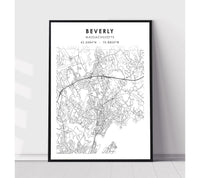
              Beverly, Massachusetts Scandinavian Map Print 
            
