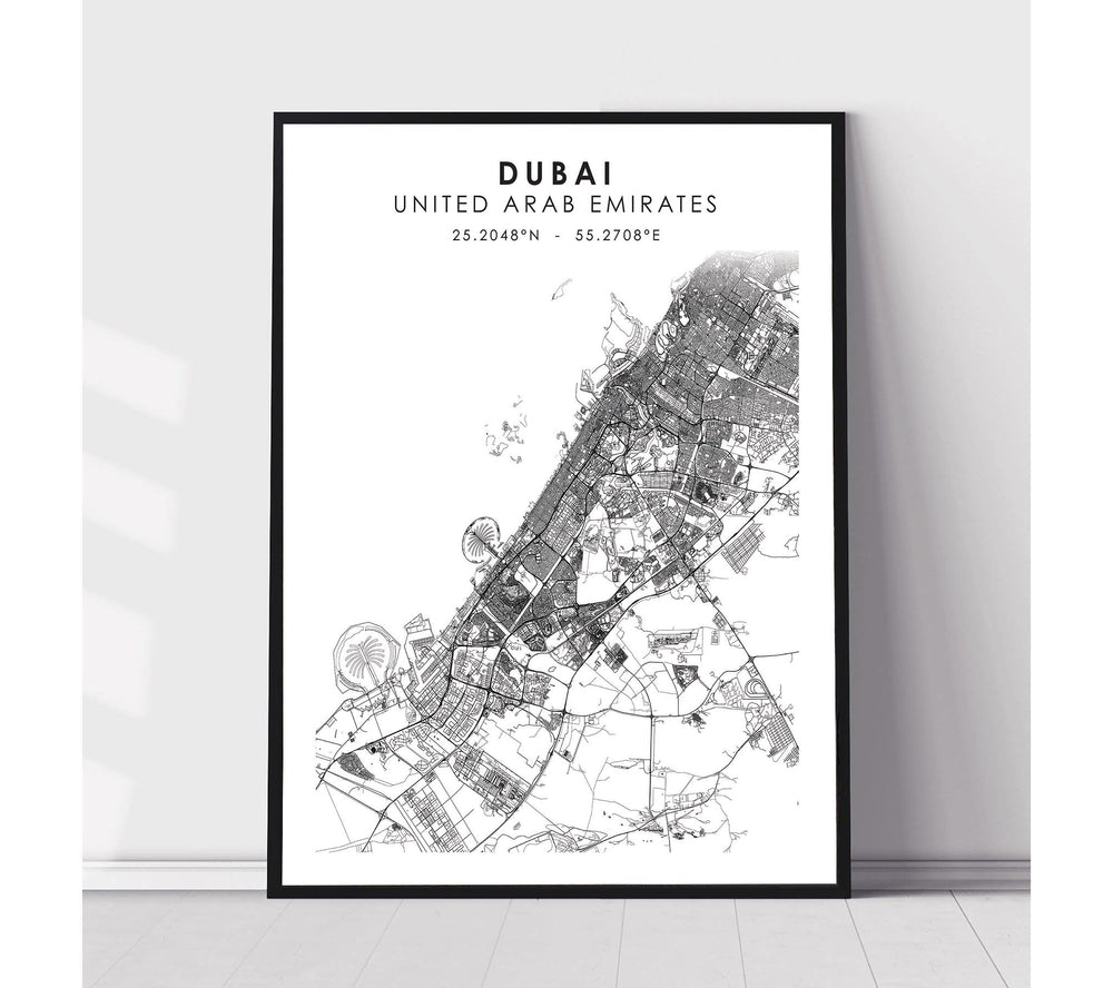 Dubai United Arab Emirates Scandinavian Style Map Print 