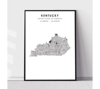 
              Kentucky, United States Scandinavian Style Map Print 
            