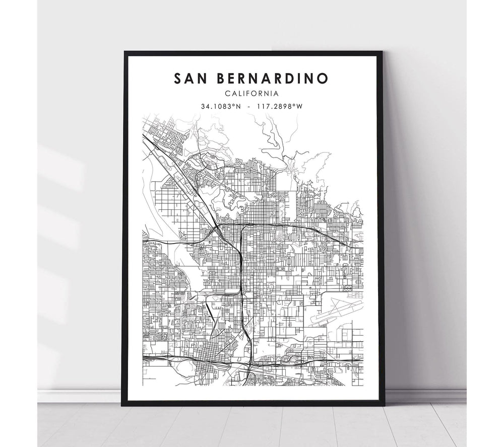 San Bernardino, California Scandinavian Map Print 