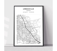 
              Lewisville, Texas Scandinavian Map Print 
            