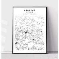 Arandas, Mexico Scandinavian Style Map Print 