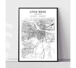 Little Rock, Arkansas Scandinavian Map Print 