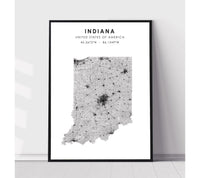
              Indiana, United States Scandinavian Style Map Print 
            