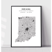Indiana, United States Scandinavian Style Map Print 