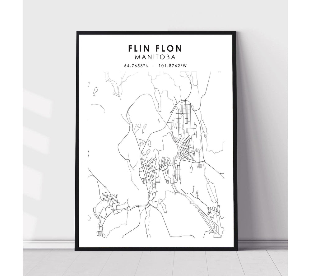 Flin Flon, Manitoba Scandinavian Style Map Print 