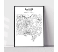 
              Cannes, France Scandinavian Style Map Print 
            