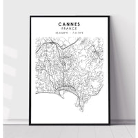 Cannes, France Scandinavian Style Map Print 