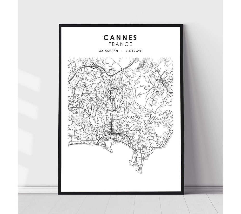 Cannes, France Scandinavian Style Map Print 