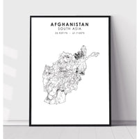 Afghanistan, Asia Scandinavian Style Map Print 