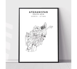 Afghanistan, Asia Scandinavian Style Map Print 