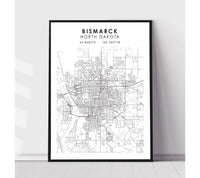 
              Bismarck, North Dakota Scandinavian Map Print 
            