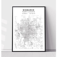 Bismarck, North Dakota Scandinavian Map Print 
