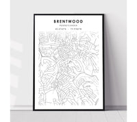 
              Brentwood, Pennsylvania Scandinavian Map Print 
            