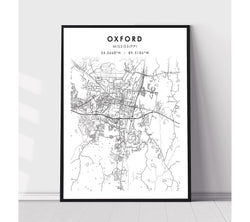 Oxford, Mississippi Scandinavian Map Print 
