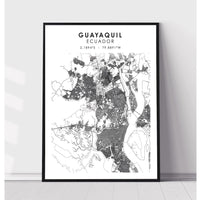 Guayaquil, Ecuador Scandinavian Style Map Print 
