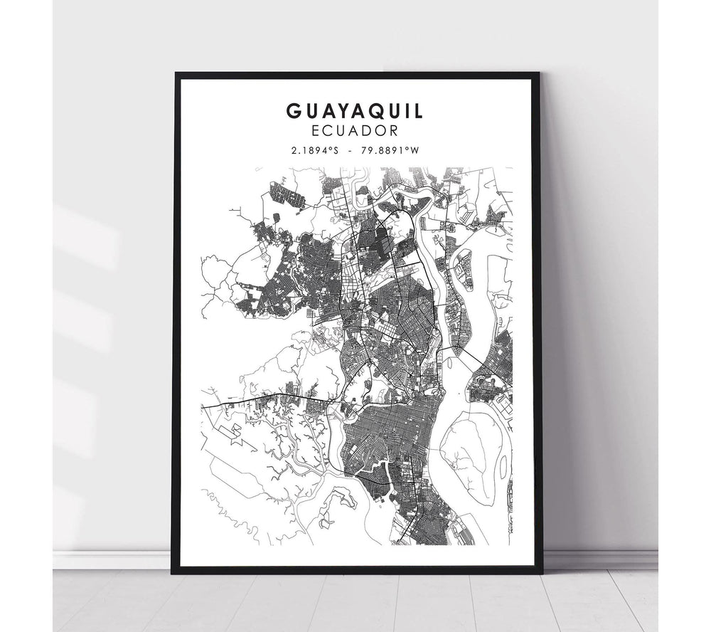 Guayaquil, Ecuador Scandinavian Style Map Print 