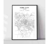 
              Iowa City, Iowa Scandinavian Map Print 
            