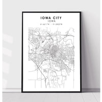 Iowa City, Iowa Scandinavian Map Print 
