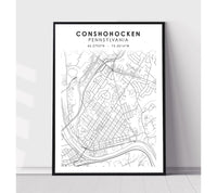 
              Conshohocken, Pennsylvania Scandinavian Style Map Print 
            