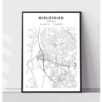 Midlothian, Virginia Scandinavian Map Print 