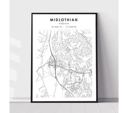 Midlothian, Virginia Scandinavian Map Print 