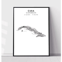 Cuba Scandinavian Style Map Print 