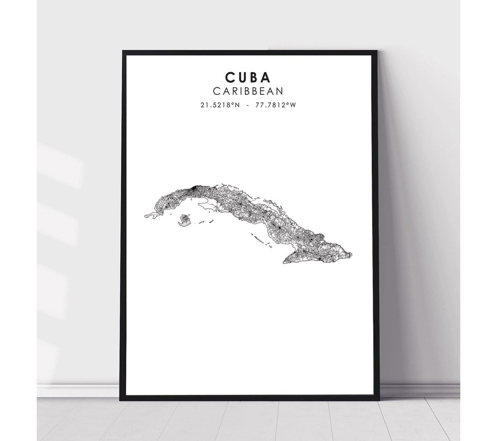 Cuba Scandinavian Style Map Print 