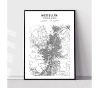 
              Medellin, Colombia Scandinavian Map Print 
            