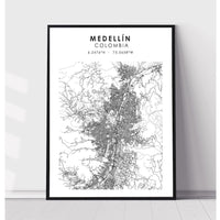 Medellin, Colombia Scandinavian Map Print 