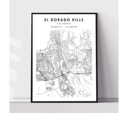 El Dorado Hills, California Scandinavian Map Print 
