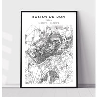 Rostov-on-Don, Russia Scandinavian Style Map Print 