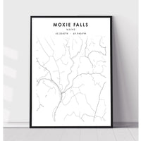 Moxie Falls, Maine Scandinavian Map Print 