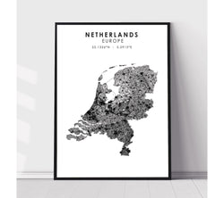 Netherlands Scandinavian Style Map Print 