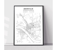 
              Danville, Pennsylvania Scandinavian Map Print 
            