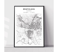 Bratislava, Slovakia Scandinavian Style Map Print 