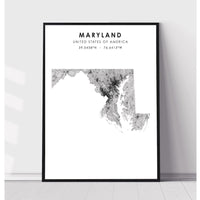 Maryland, United States Scandinavian Style Map Print 
