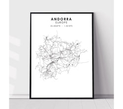 Andorra Scandinavian Style Map Print 