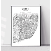Lisbon, Portugal Scandinavian Style Map Print 