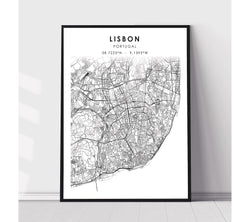 Lisbon, Portugal Scandinavian Style Map Print 