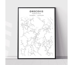 Orocovis, Puerto Rico Scandinavian Style Map Print 