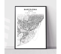
              Barcelona, Spain Scandinavian Style Map Print 
            