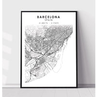 Barcelona, Spain Scandinavian Style Map Print 