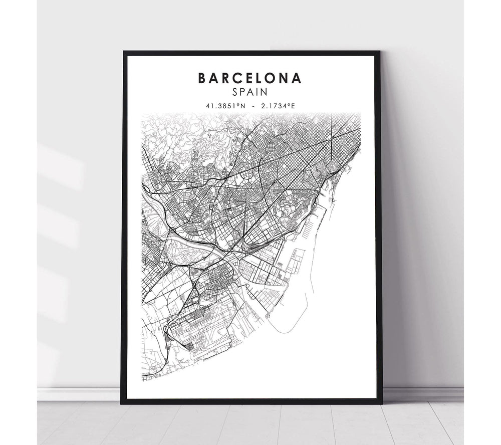 Barcelona, Spain Scandinavian Style Map Print 