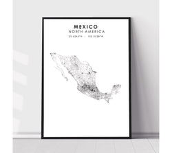 Mexico Scandinavian Style Map Print 