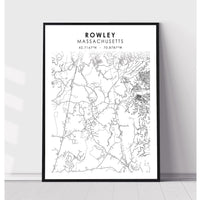 Rowley, Massachusetts Scandinavian Map Print 